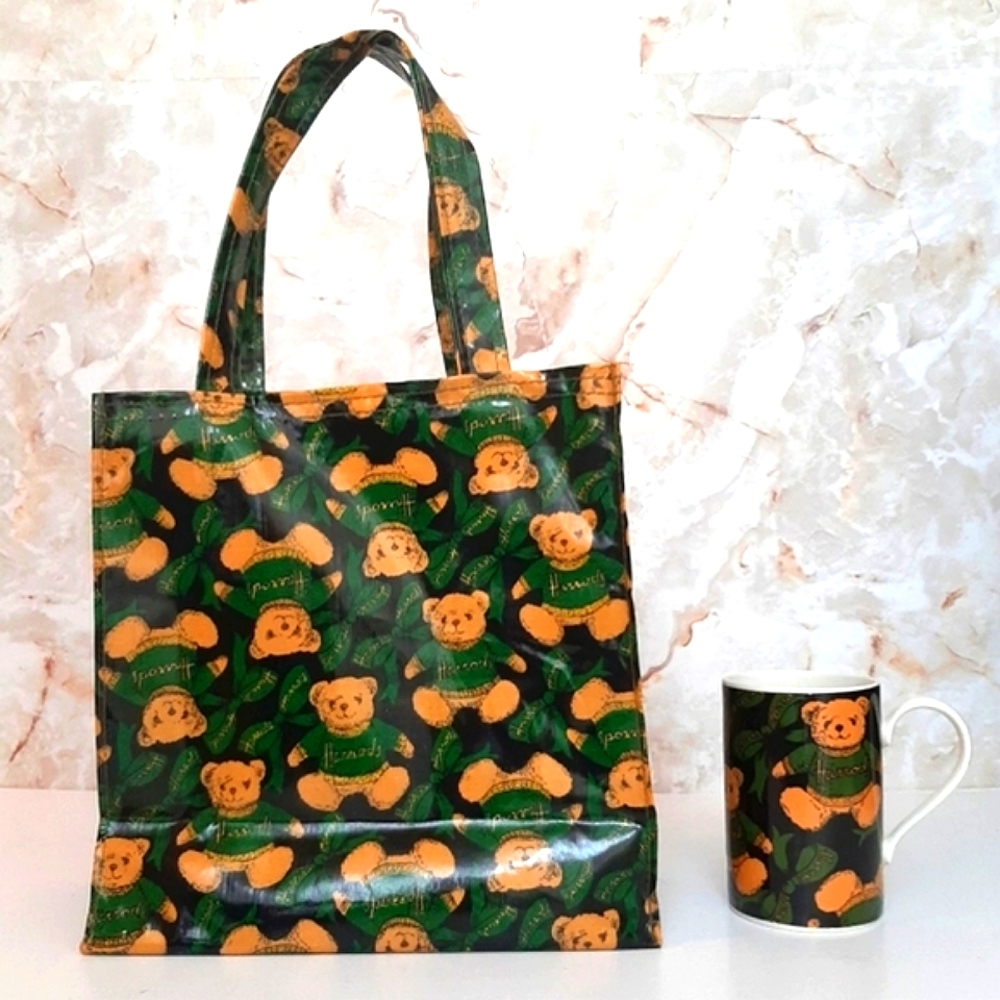 HARRODS OF KNIGHTSBRIDGE London Famed Teddy Bear Small Tote Bag & Mug